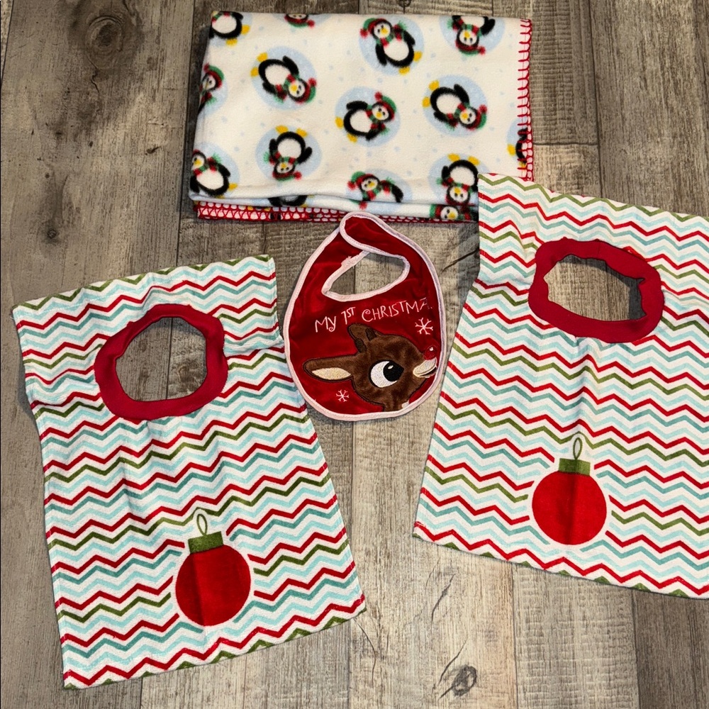 Festive Chevron Bib and Blanket Set